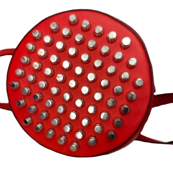 Alexander Wang Alpha Red Leather Bucket Bag Silver stud Designer Purse One Size - Picture 4 of 16